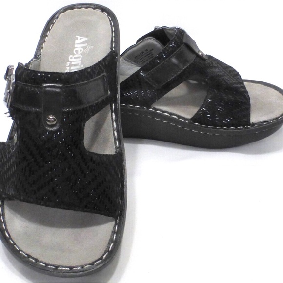 Like New Size 39 Us 9 Alegria Peg-530 Slide Leather Comfort Sandal Slip-on Shoes